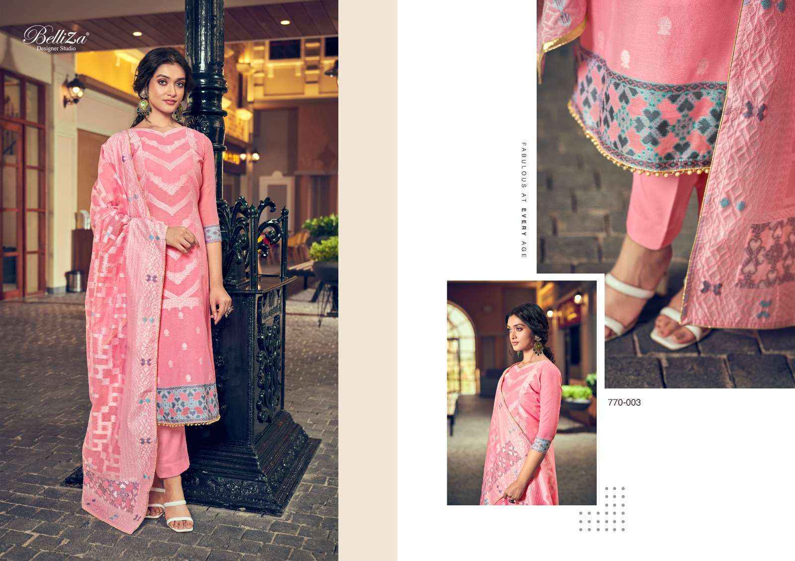 Belliza Designer Odhni Cotton Jacquard Dress Material Wholesale Surat ( 6 pcs Catalogue )