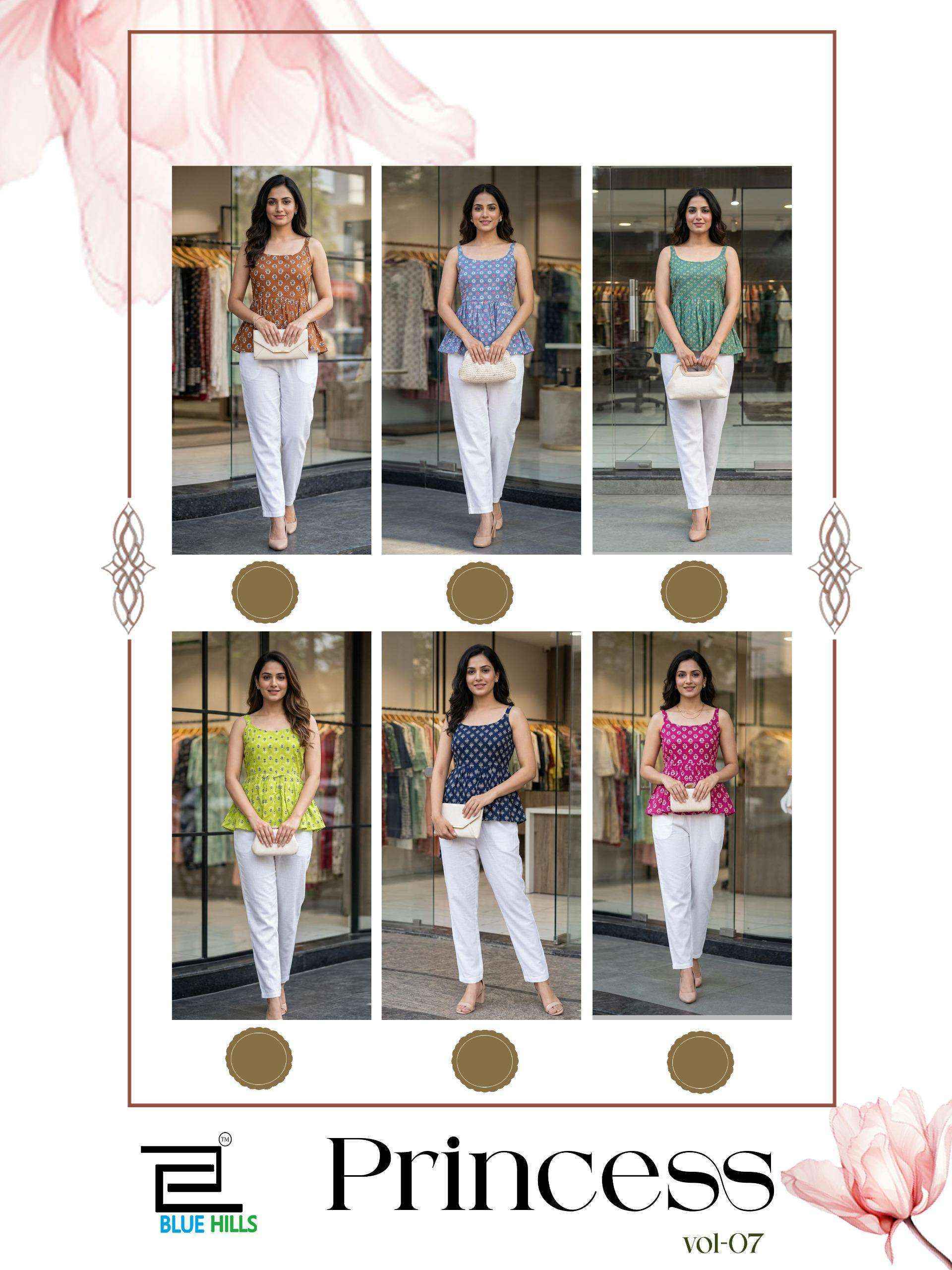 Blue Hills Princess Vol 7 Short Cotton Tunic Collection ( 6 Pcs Catalog )