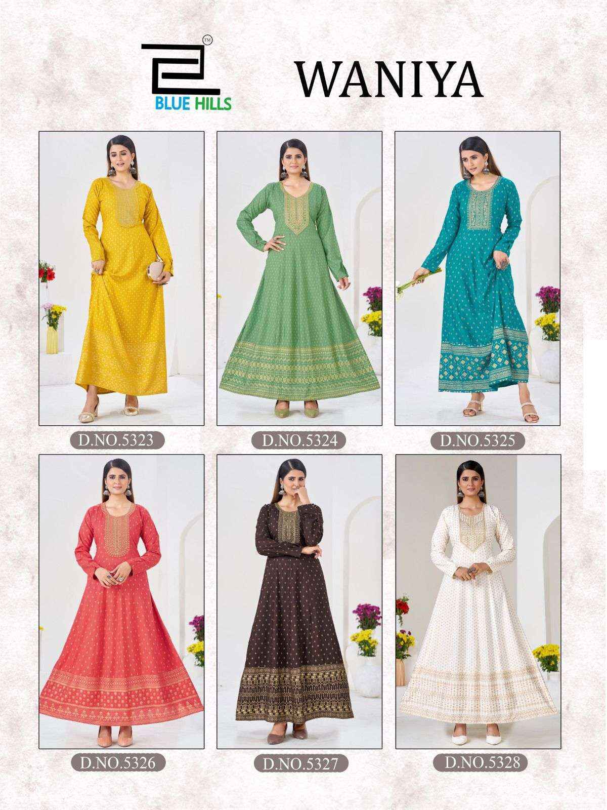 Blue Hills Waniya Rayon Gown Collection ( 6 Pcs Catalog )