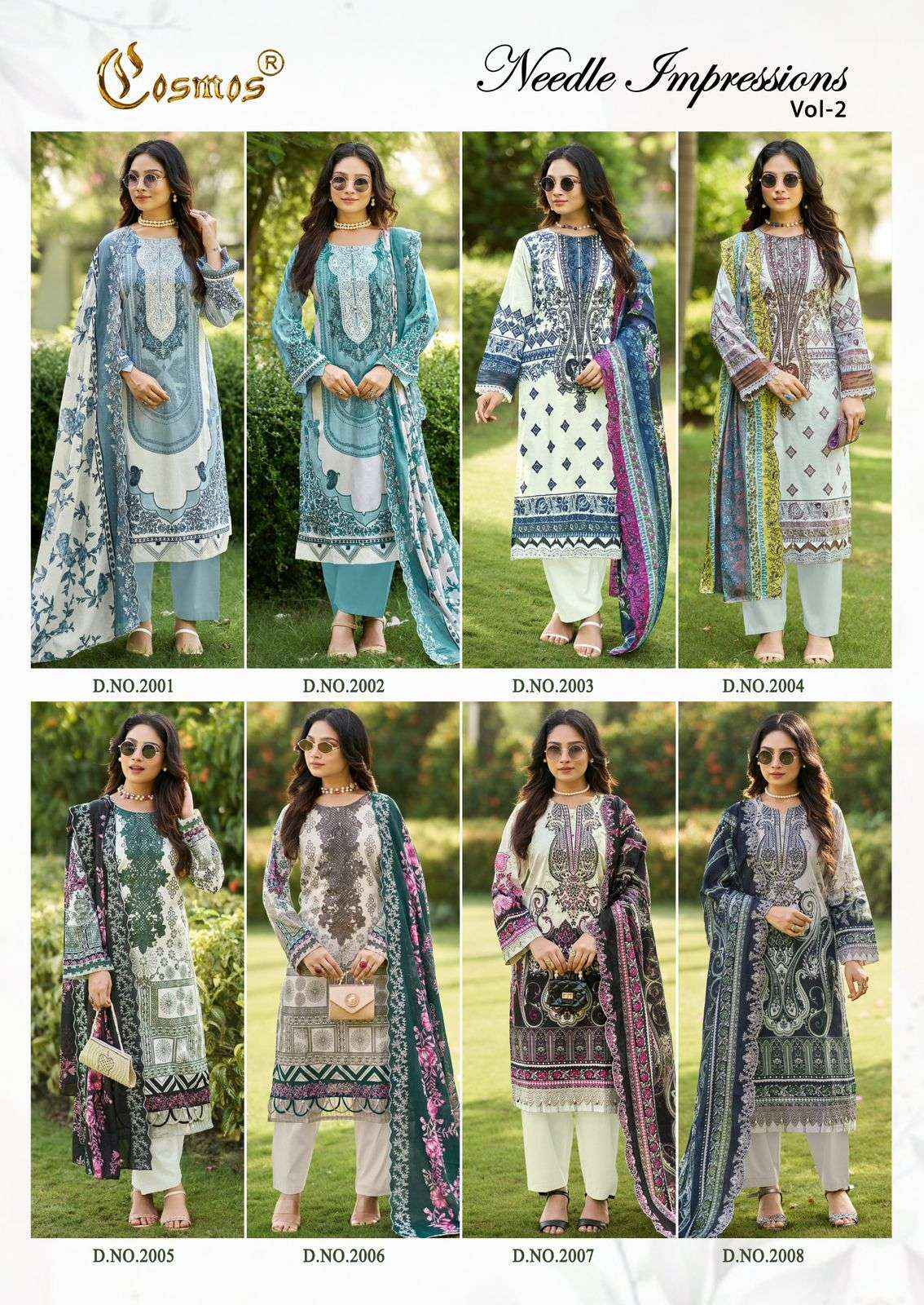 Cosmos Needle Impressions Vol 2 Lawn Cotton Dress Material Wholesale Price ( 8 Pcs Catalogue )