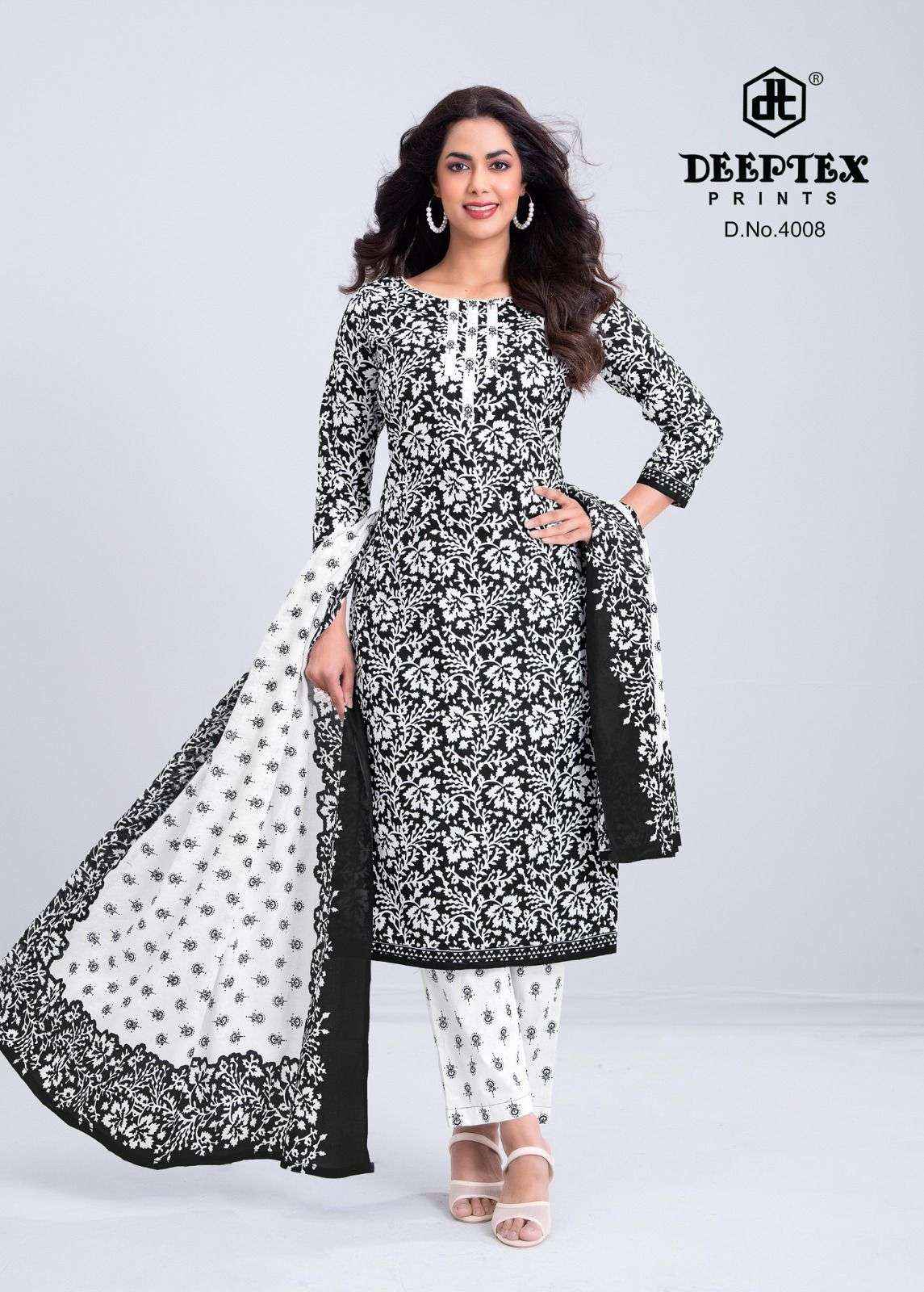 Deeptex Aaliza Black And White Vol 4 Pure Cotton Dress Collection ( 10 Pcs Catalog ) 