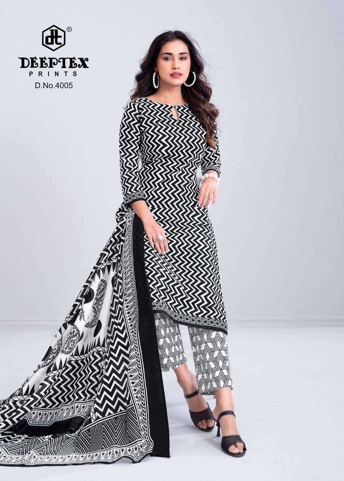 Deeptex Aaliza Black And White Vol 4 Pure Cotton Dress Collection ( 10 Pcs Catalog ) 