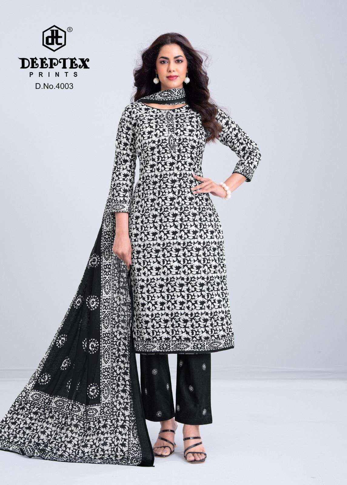Deeptex Aaliza Black And White Vol 4 Pure Cotton Dress Collection ( 10 Pcs Catalog ) 