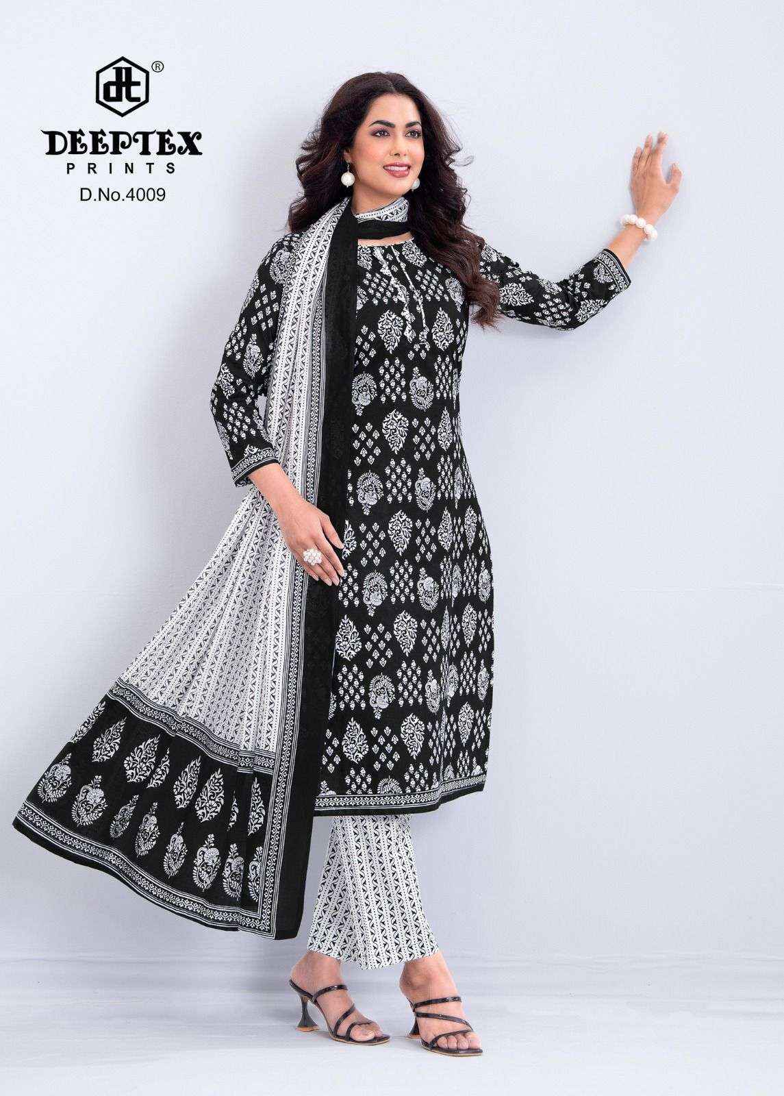 Deeptex Aaliza Black And White Vol 4 Pure Cotton Dress Collection ( 10 Pcs Catalog ) 