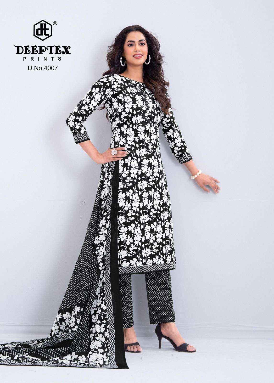 Deeptex Aaliza Black And White Vol 4 Pure Cotton Dress Collection ( 10 Pcs Catalog ) 