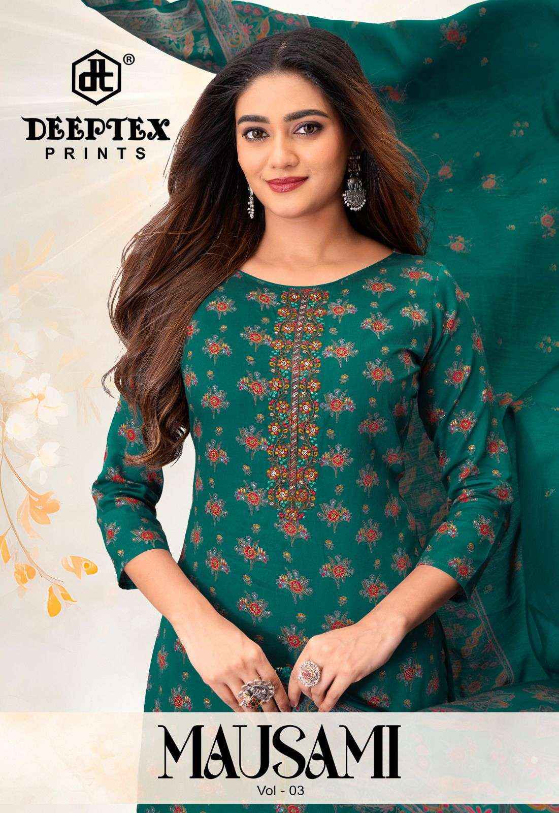 Deeptex Prints Mausami Vol 3 Jam Satin Dress Material Surat Wholesale Textile Market ( 8 Pcs Catalogue )