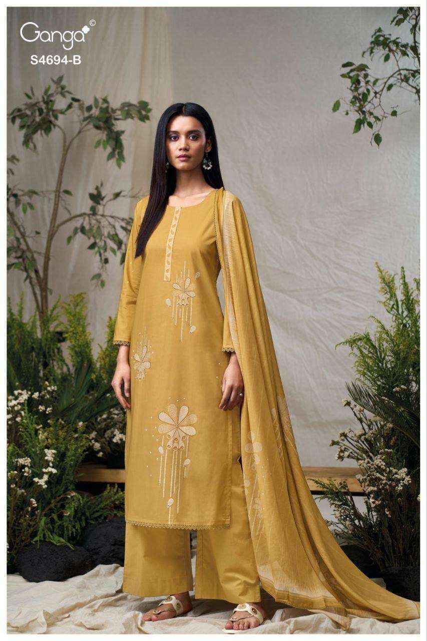 Ganga Aiyanae 4694 Cotton Dress Material Wholesale Collection ( 4 Pcs Catalog )