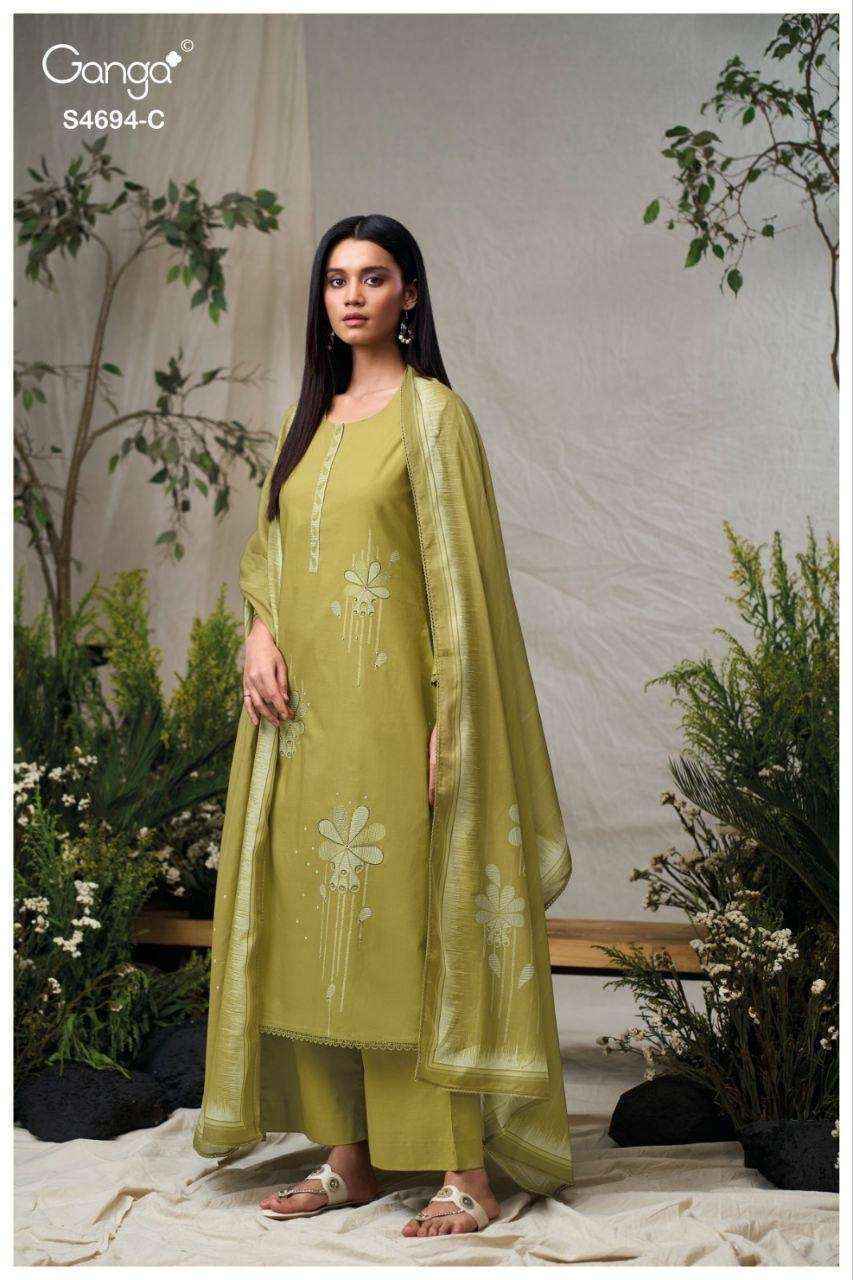 Ganga Aiyanae 4694 Cotton Dress Material Wholesale Collection ( 4 Pcs Catalog )