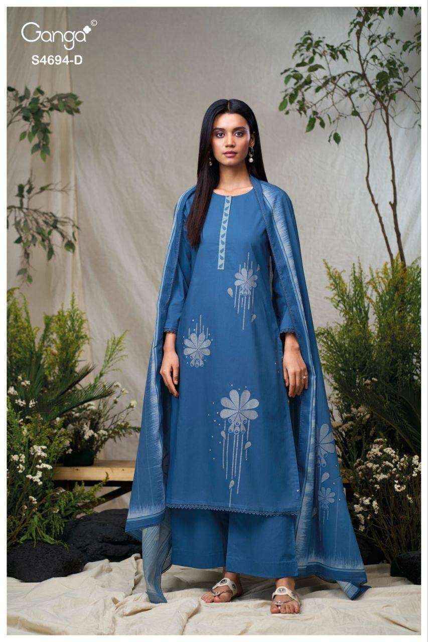 Ganga Aiyanae 4694 Cotton Dress Material Wholesale Collection ( 4 Pcs Catalog )