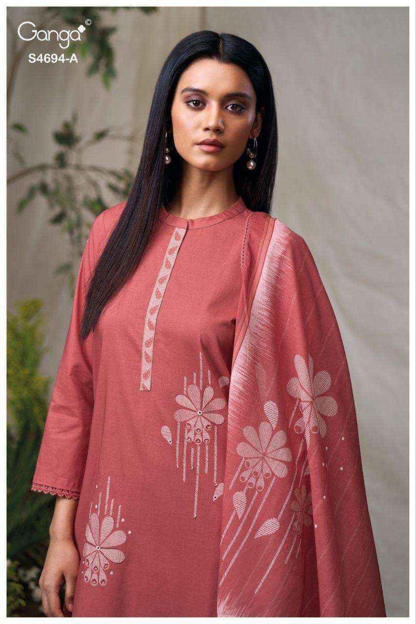 Ganga Aiyanae 4694 Cotton Dress Material Wholesale Collection ( 4 Pcs Catalog )