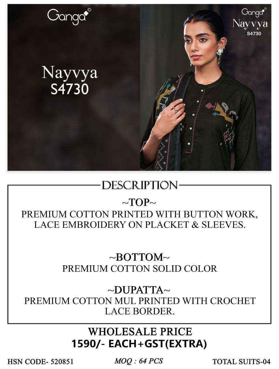 Ganga Fashion Nayvya 4730 Premium Cotton Ladies Dress Collection ( 4 Pcs Catalog )
