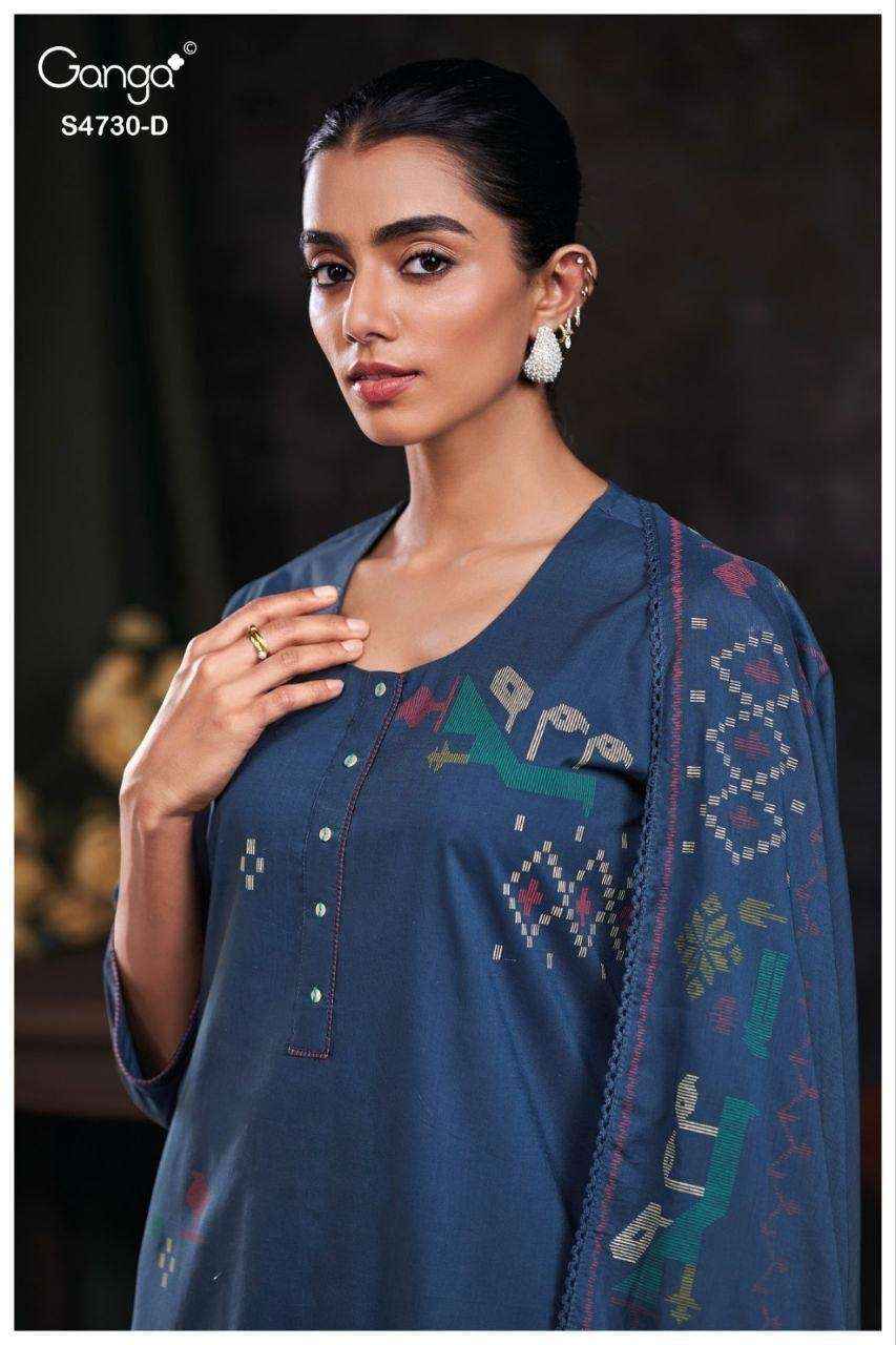 Ganga Fashion Nayvya 4730 Premium Cotton Ladies Dress Collection ( 4 Pcs Catalog )
