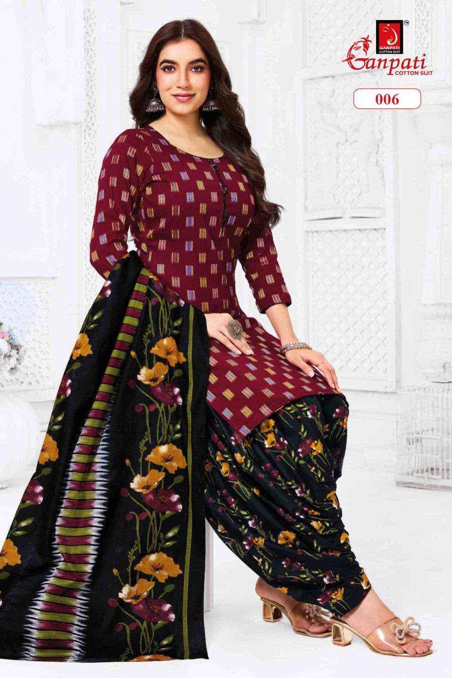 Ganpati Kaju Katli Vol 1 Readymade Cotton Patiyala Dress Collection ( 6 Pcs Catalog )