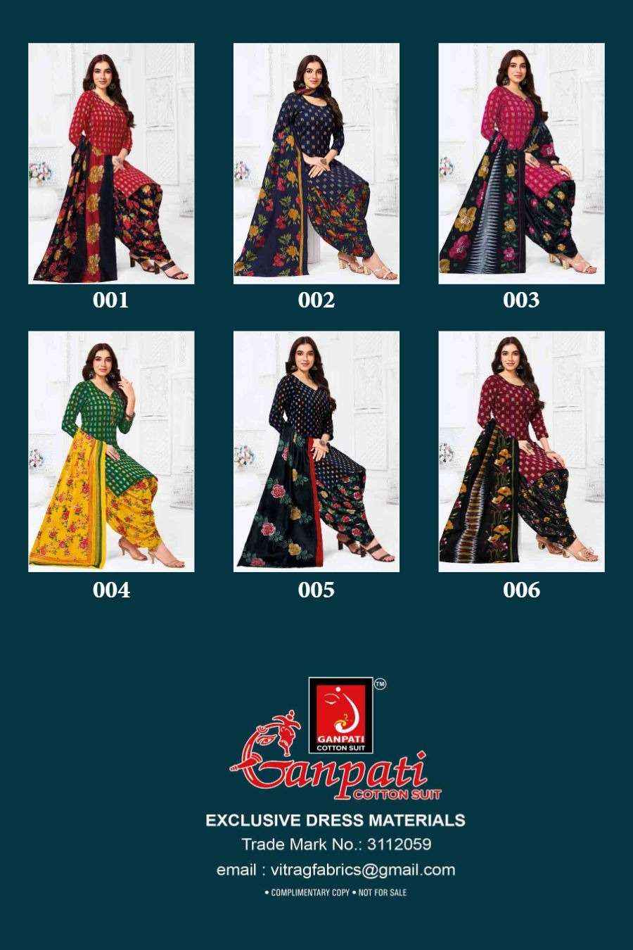 Ganpati Kaju Katli Vol 1 Readymade Cotton Patiyala Dress Collection ( 6 Pcs Catalog )