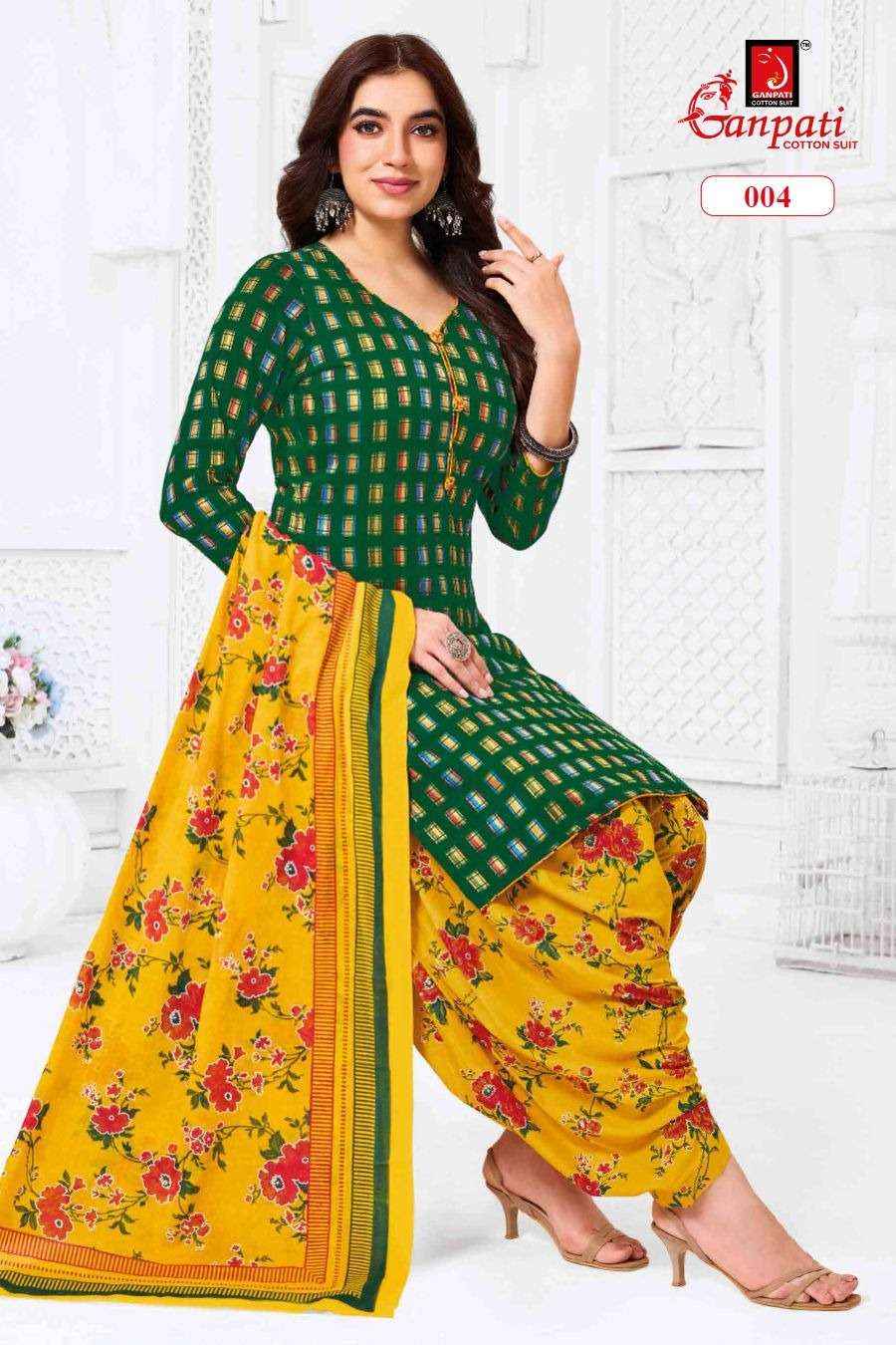 Ganpati Kaju Katli Vol 1 Readymade Cotton Patiyala Dress Collection ( 6 Pcs Catalog )