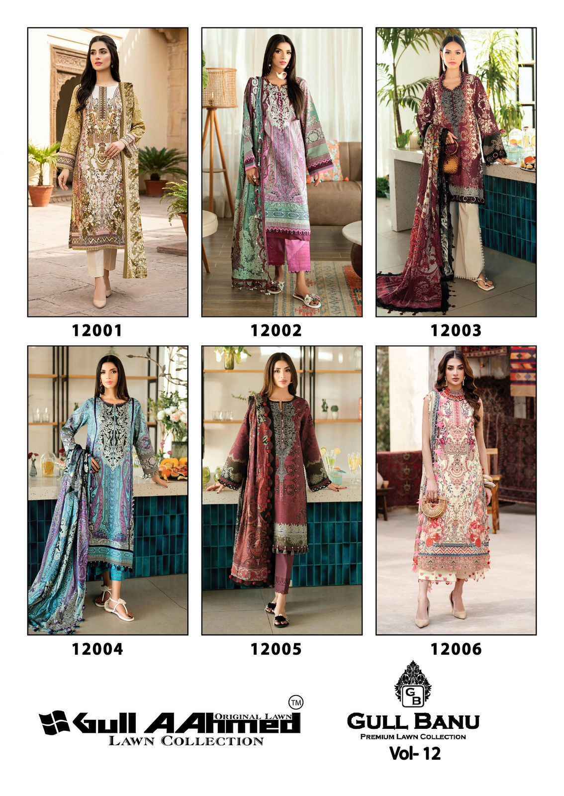Gull Aahmed Gull Banu Vol 12 Cambric Cotton Wholesale Pakistani Suits  ( 6 pcs Catalogue )