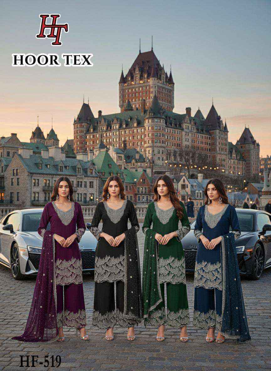 HOOR TEX HF 519 GEORGETTE DESIGNER WORK WHOLESALE READY MADE SUIT ( 4 PCS CATALOGUE )