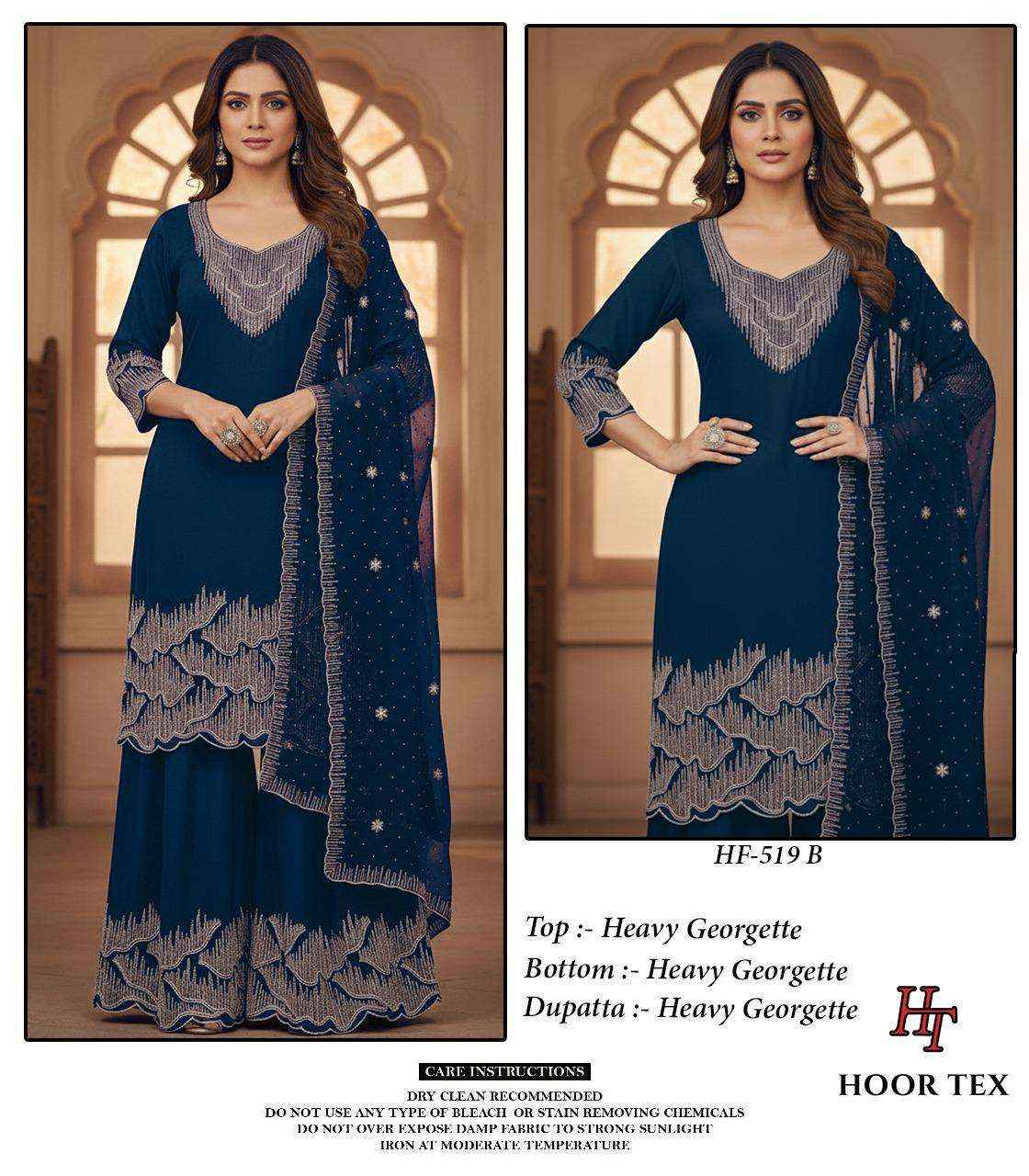 HOOR TEX HF 519 GEORGETTE DESIGNER WORK WHOLESALE READY MADE SUIT ( 4 PCS CATALOGUE )