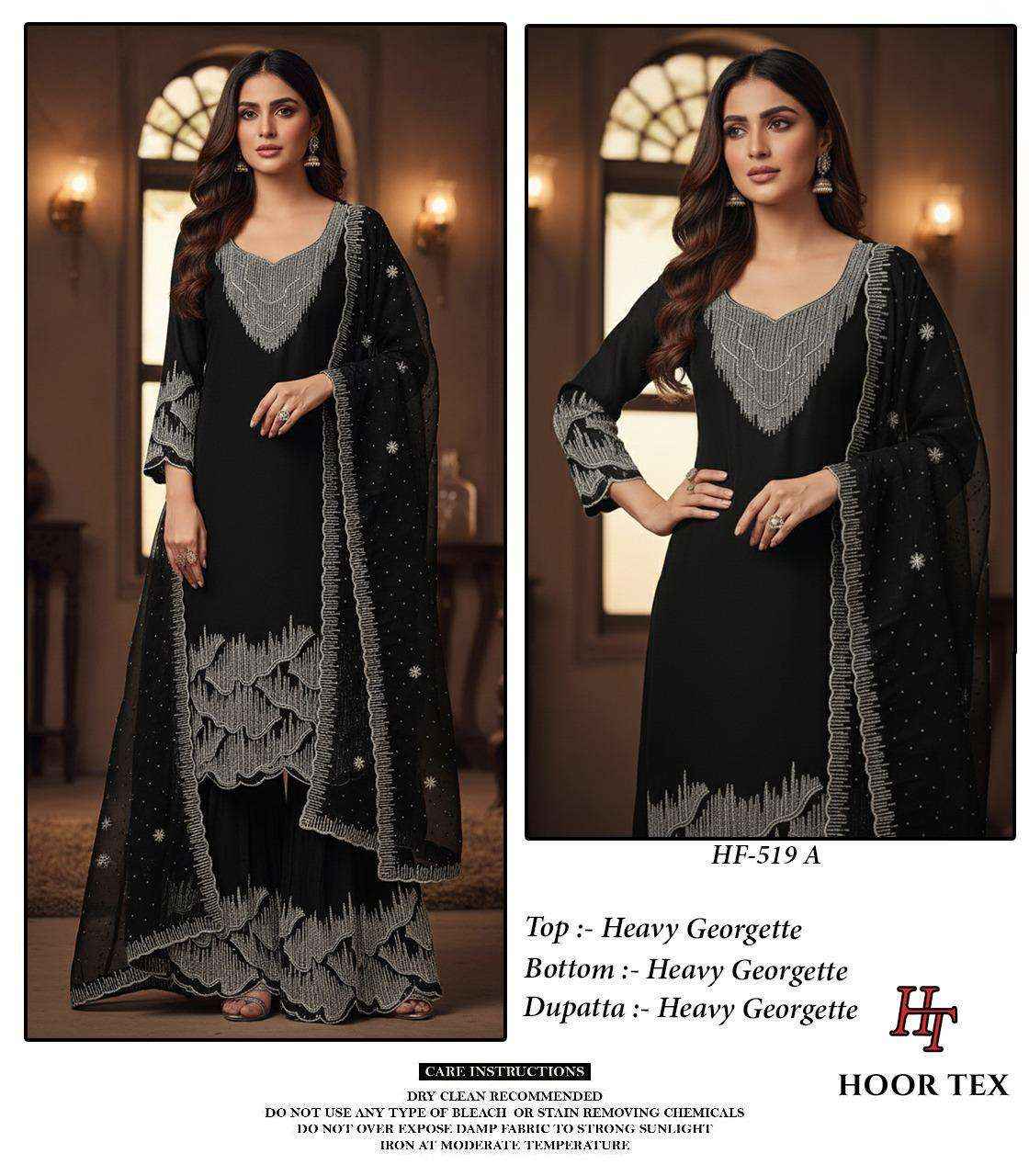 HOOR TEX HF 519 GEORGETTE DESIGNER WORK WHOLESALE READY MADE SUIT ( 4 PCS CATALOGUE )
