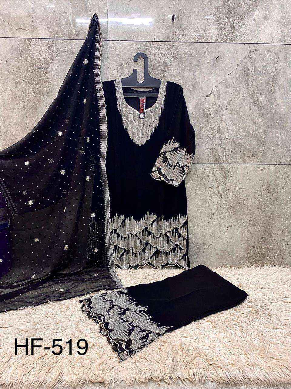 HOOR TEX HF 519 GEORGETTE DESIGNER WORK WHOLESALE READY MADE SUIT ( 4 PCS CATALOGUE )