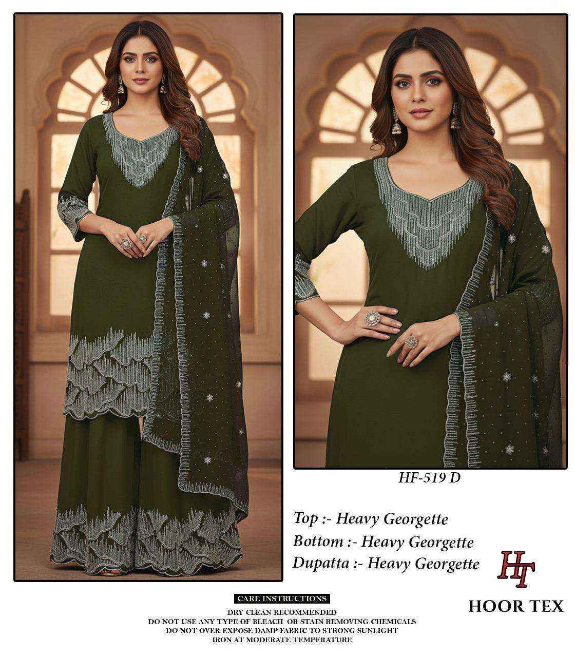 HOOR TEX HF 519 GEORGETTE DESIGNER WORK WHOLESALE READY MADE SUIT ( 4 PCS CATALOGUE )
