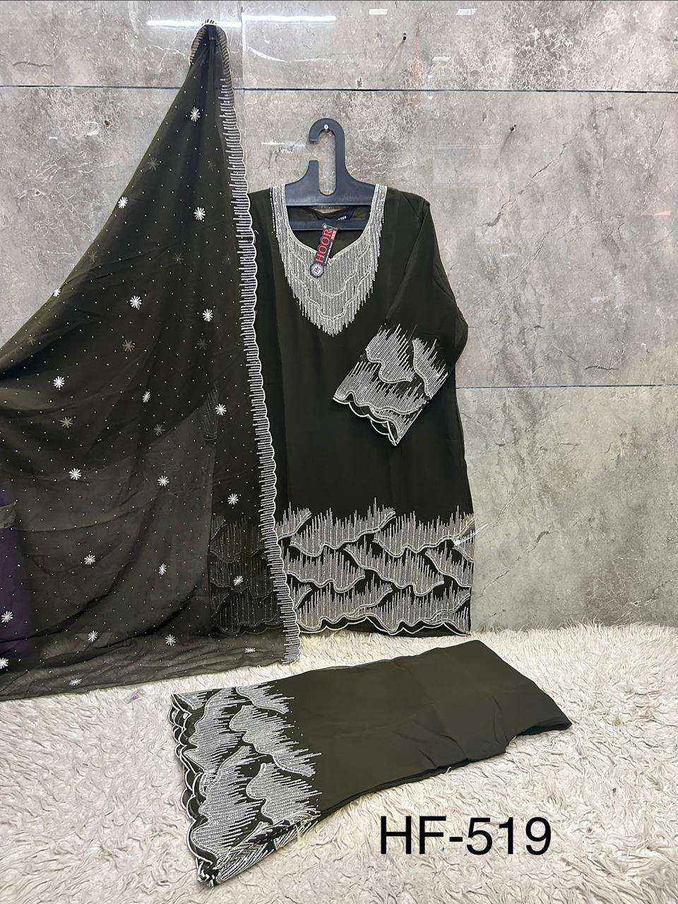 HOOR TEX HF 519 GEORGETTE DESIGNER WORK WHOLESALE READY MADE SUIT ( 4 PCS CATALOGUE )