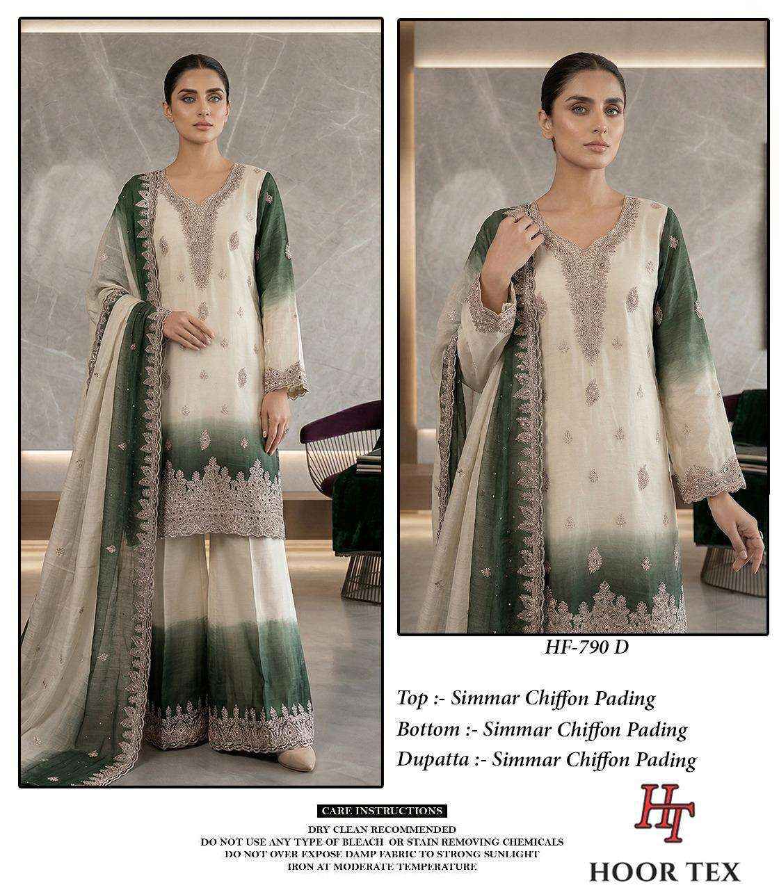 HOOR TEX HF 790 SHADED FABRIC BEAUTIFUL DESIGNER LOOK PARTY WEAR LADIES SUIT COLLECTION ( 4 PCS CATALOG )