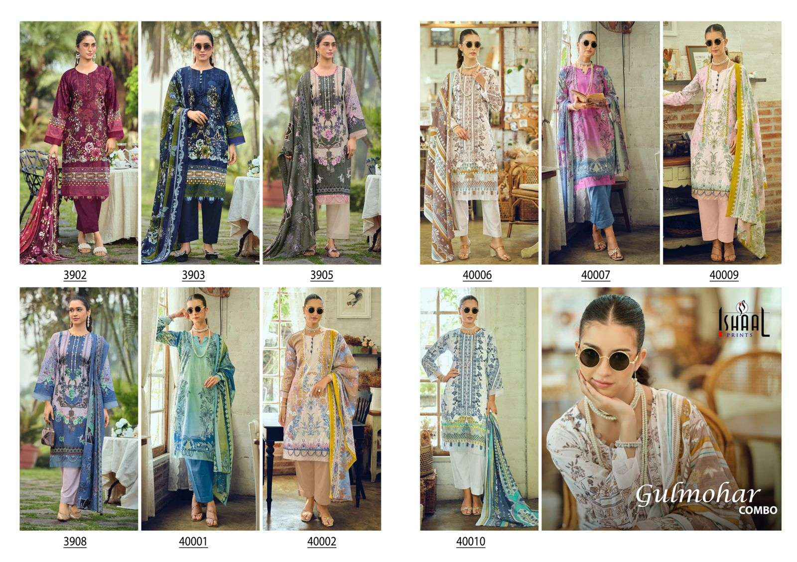 Ishaal Prints Gulmohar Combo Pure Lawn Cotton Dress Material Wholesale Collection ( 10 Pcs Catalog )
