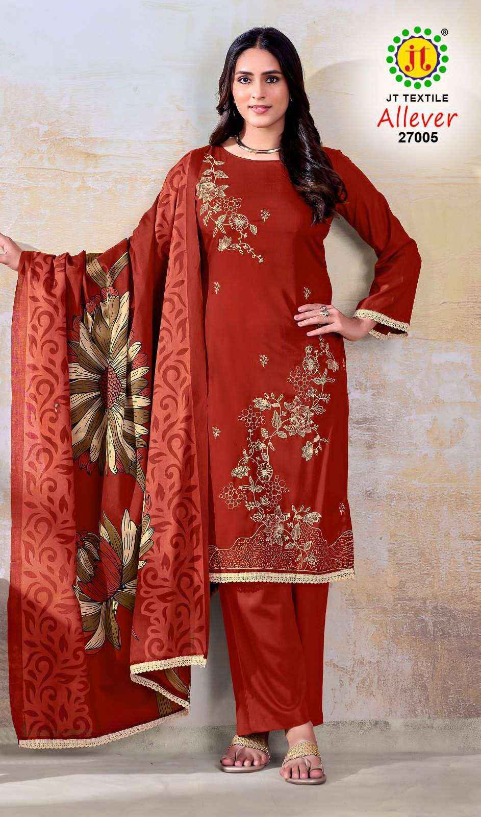 Jt Allever Vol 27 Rayon Dress Material Wholesale Price Surat Market ( 5 Pcs Catalogue )