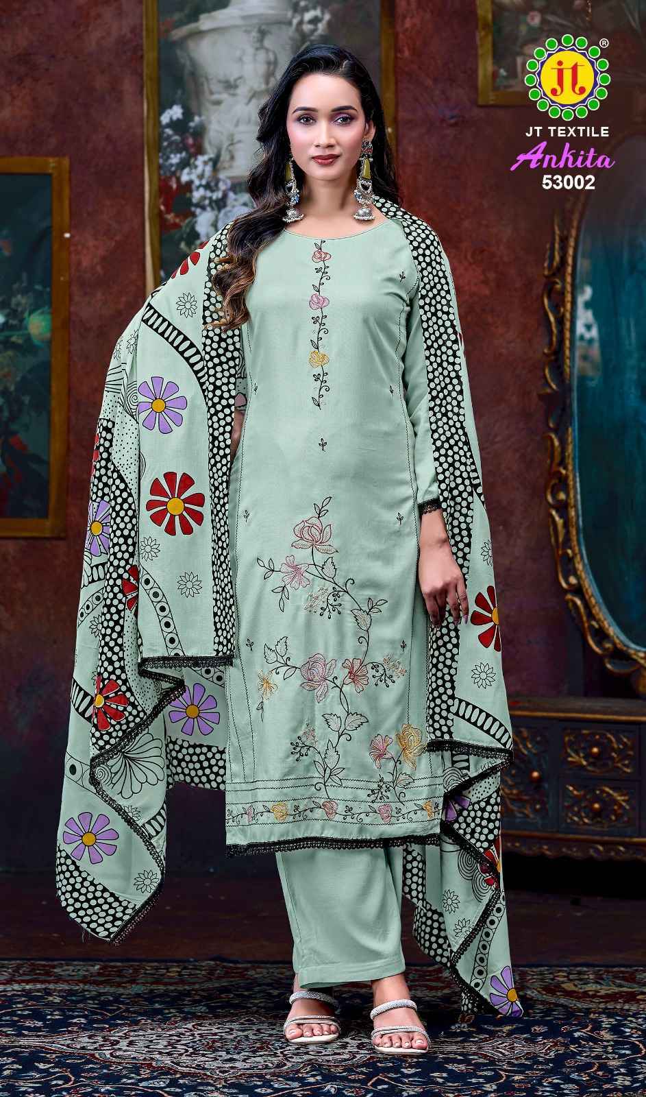 Jt Ankita Vol 53 Rayon Wholesale Dress Material New Catalogue ( 5 pcs Catalogue )