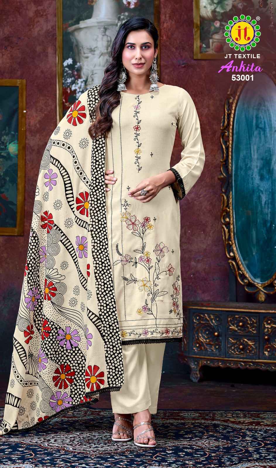 Jt Ankita Vol 53 Rayon Wholesale Dress Material New Catalogue ( 5 pcs Catalogue )