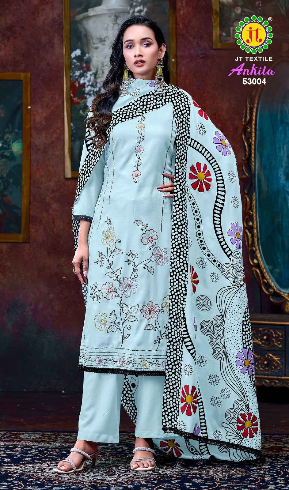 Jt Ankita Vol 53 Rayon Wholesale Dress Material New Catalogue ( 5 pcs Catalogue )