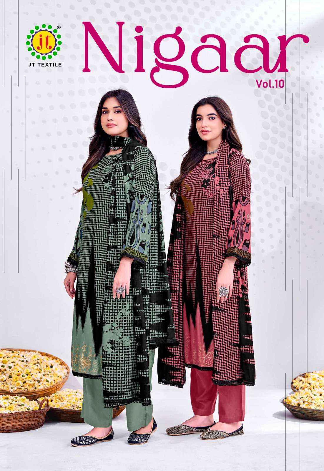 JT Nigaar Vol 10 Rayon Dress Material Wholesale Price 5 Pcs catalogue