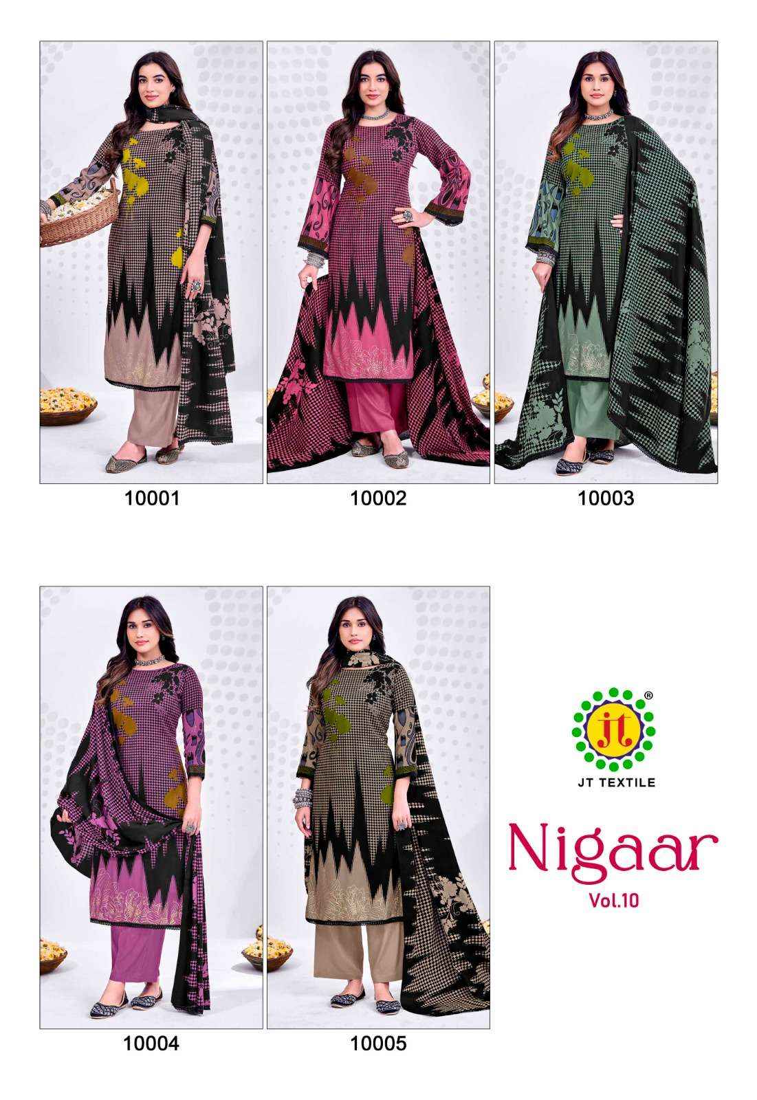 JT Nigaar Vol 10 Rayon Dress Material Wholesale Price 5 Pcs catalogue
