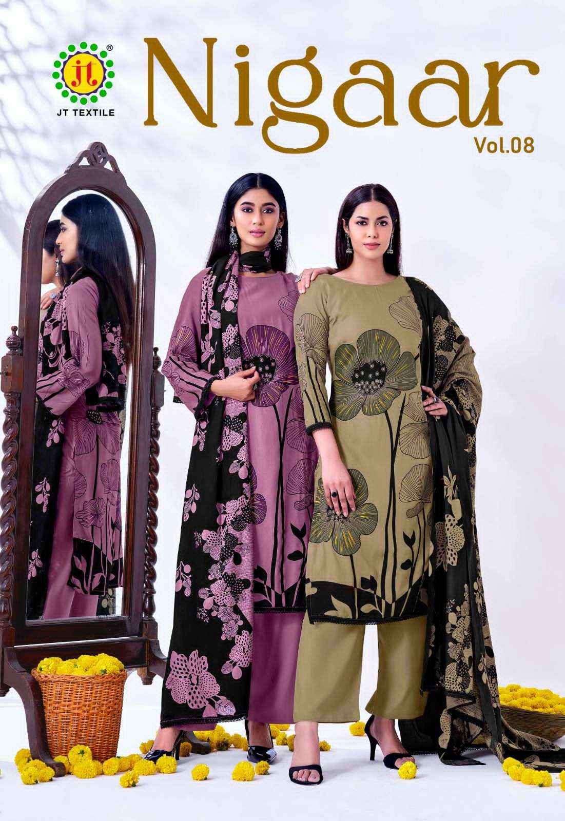 Jt Nigaar Vol 8 Exclusive Designs Rayon Dress Collection ( 5 Pcs Catalog )