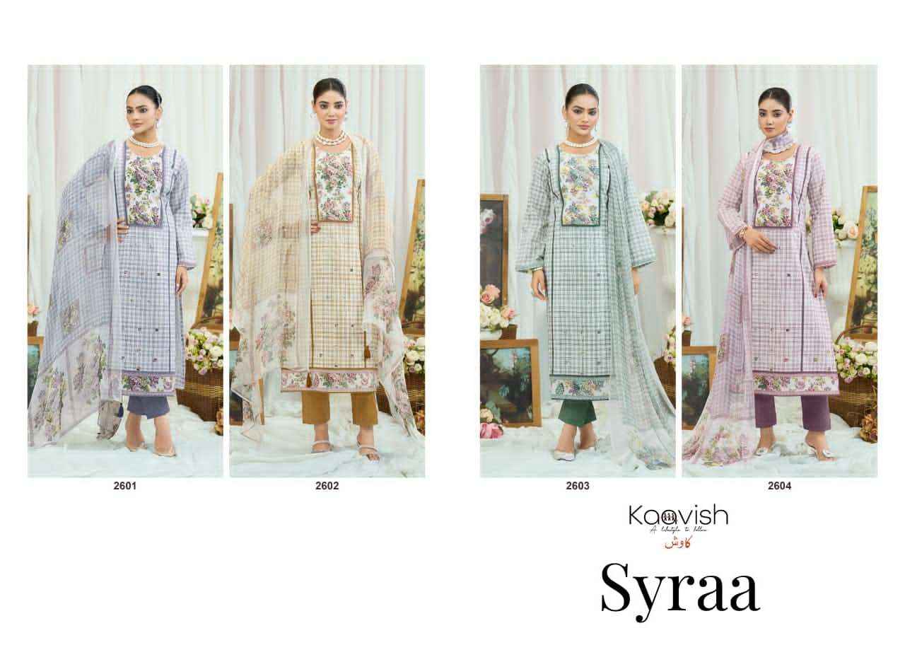 Kaavish Syraa Pure Lawn Cotton Ladies Dress Collection ( 4 Pcs Catalog )