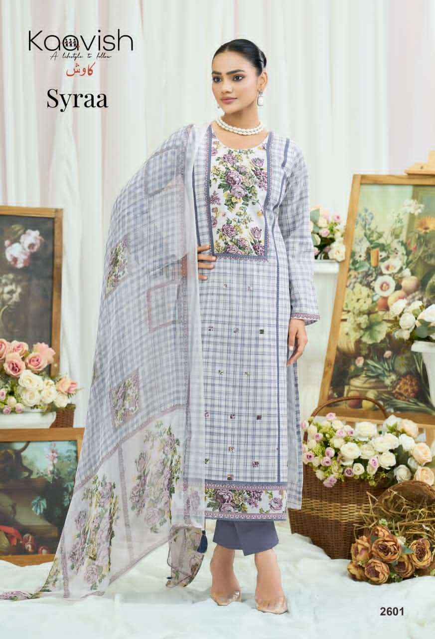 Kaavish Syraa Pure Lawn Cotton Ladies Dress Collection ( 4 Pcs Catalog )