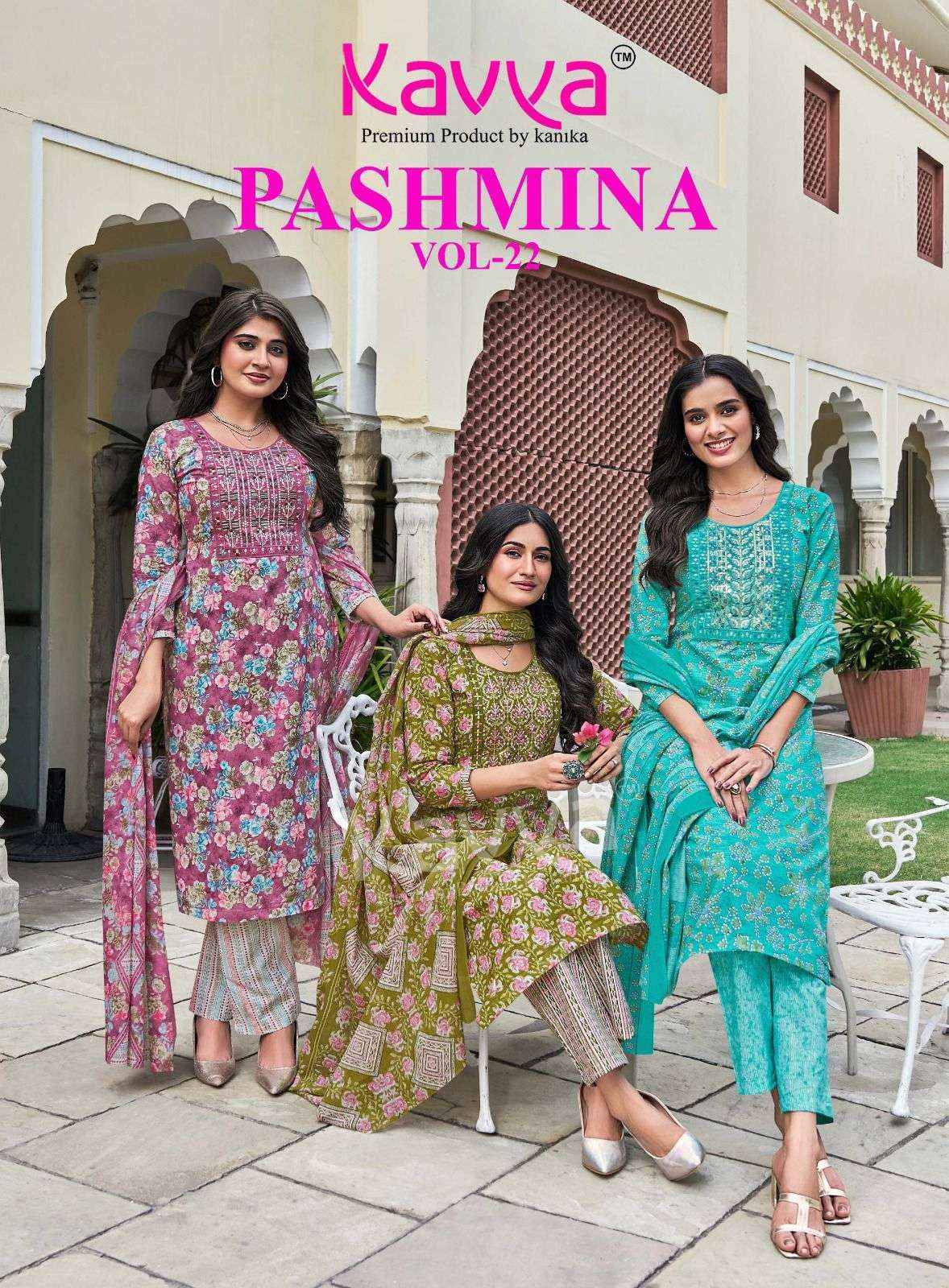 Kavya Pashmina Vol 22 Malasian Wholesale Readymade Suits 10 pcs Catalogue