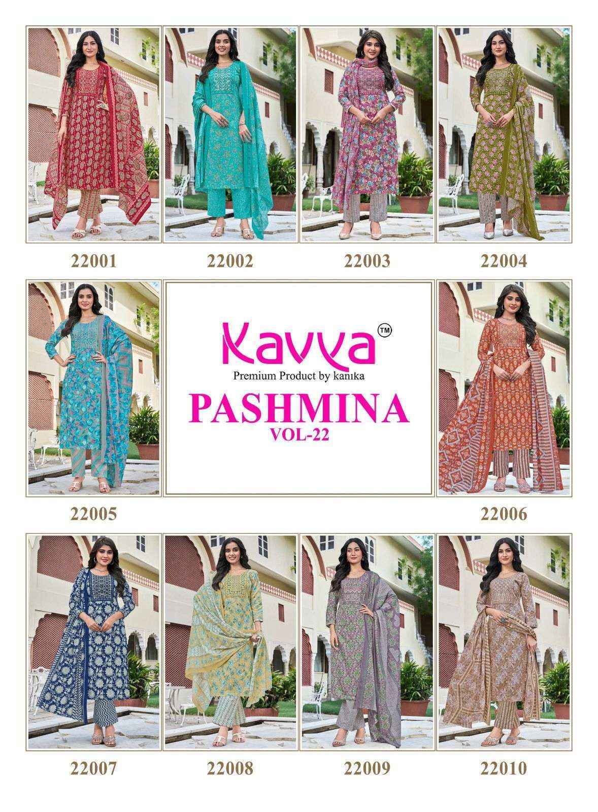 Kavya Pashmina Vol 22 Malasian Wholesale Readymade Suits 10 pcs Catalogue