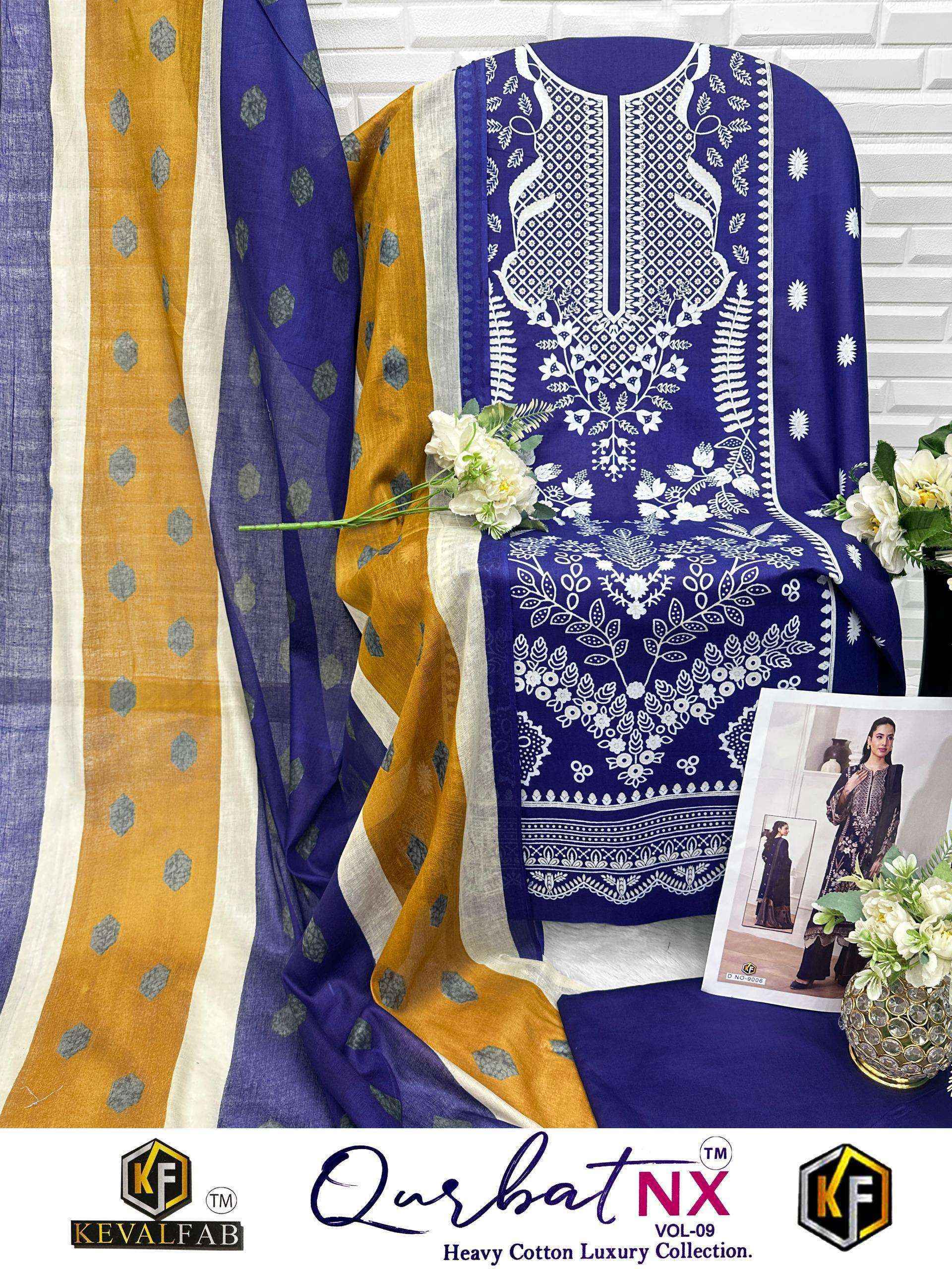 Keval Fab Qurbat Nx Vol 9 Cotton Dress Material Wholesale Price 6 pc Cataloge