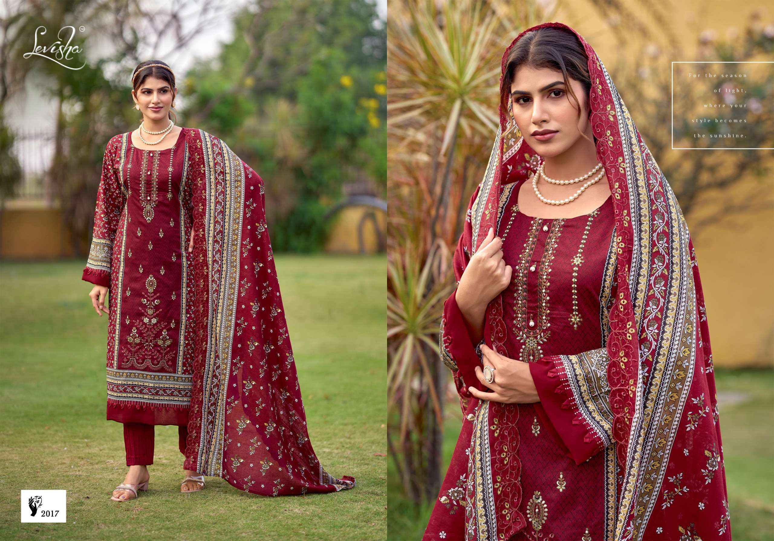 LEVISHA MADHUBALA VOL 15 LAWN COTTON  EMBROIDERY PAKISTANI SUITS ( 7 PCS CATALOGUE )