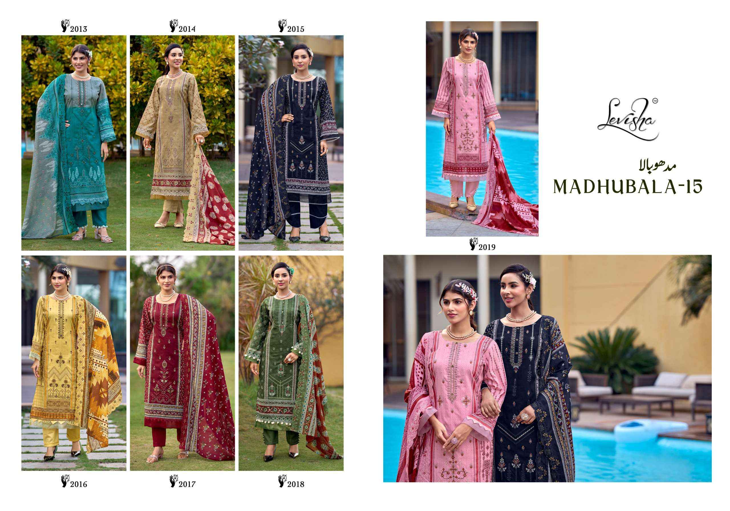 LEVISHA MADHUBALA VOL 15 LAWN COTTON  EMBROIDERY PAKISTANI SUITS ( 7 PCS CATALOGUE )