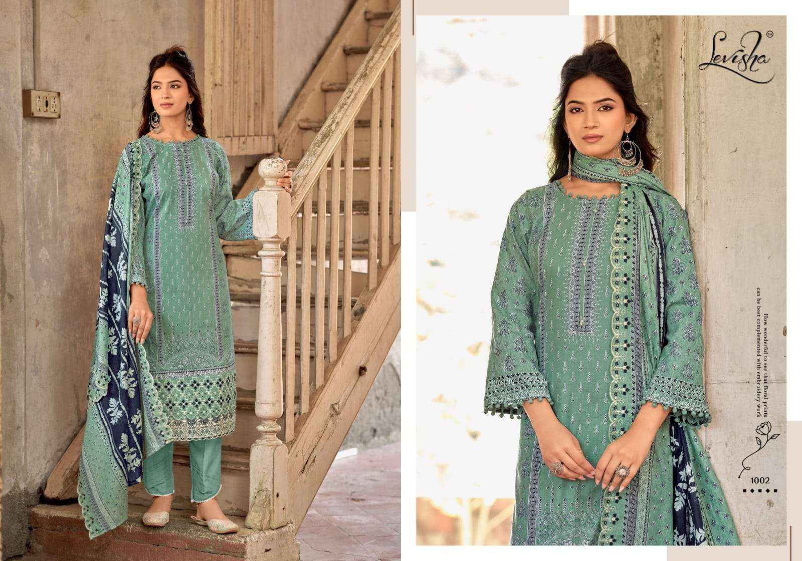 LEVISHA ZUBIA LAWN COTTON WORK DRESS MATERIAL WHOLESALE PRICE ( 6 PCS CATALOGUE )
