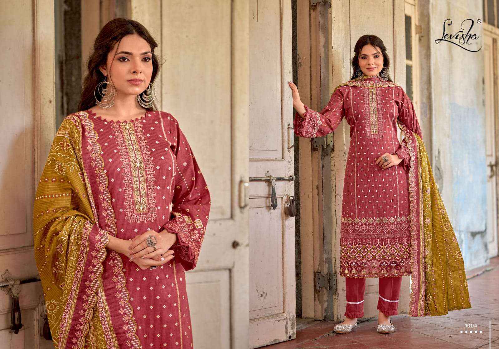 LEVISHA ZUBIA LAWN COTTON WORK DRESS MATERIAL WHOLESALE PRICE ( 6 PCS CATALOGUE )