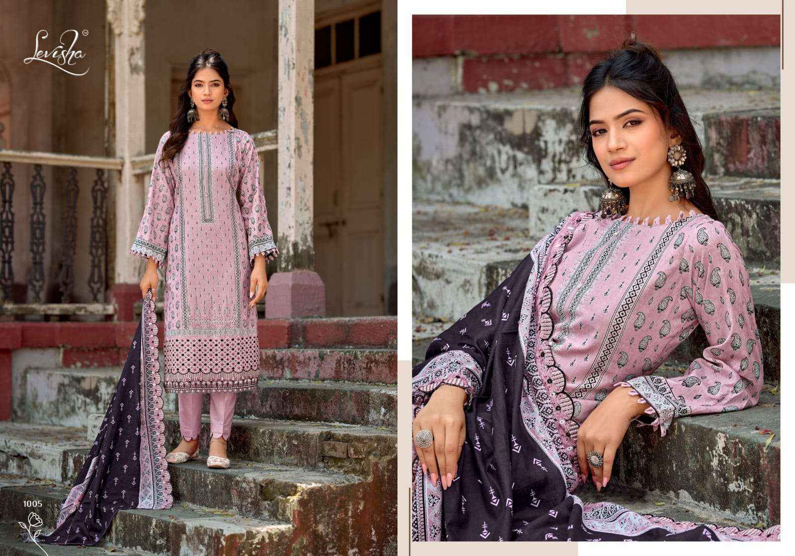 LEVISHA ZUBIA LAWN COTTON WORK DRESS MATERIAL WHOLESALE PRICE ( 6 PCS CATALOGUE )