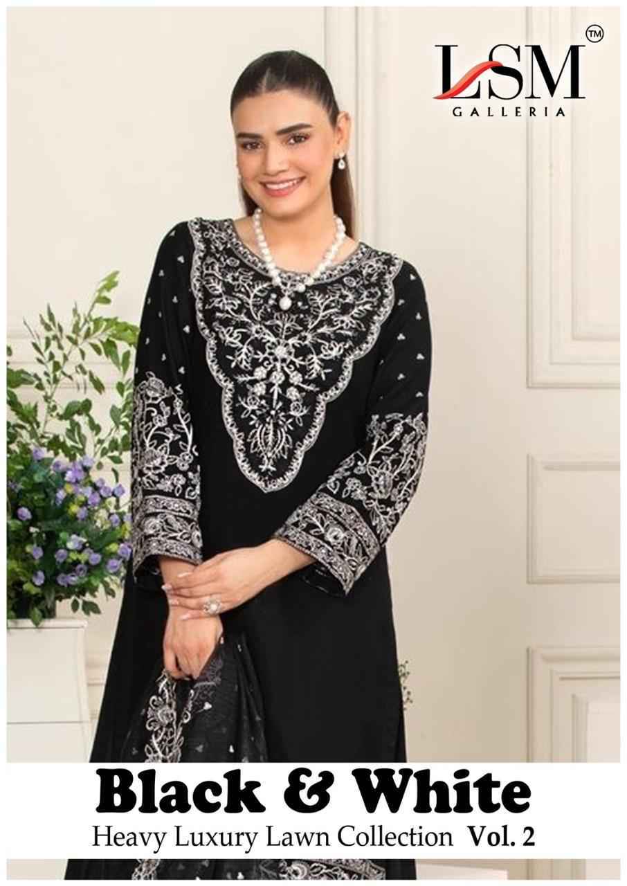 LSM Galleria Black & White Vol 2 Cotton Dress Material Wholesale Price ( 6 pcs Catalogue )