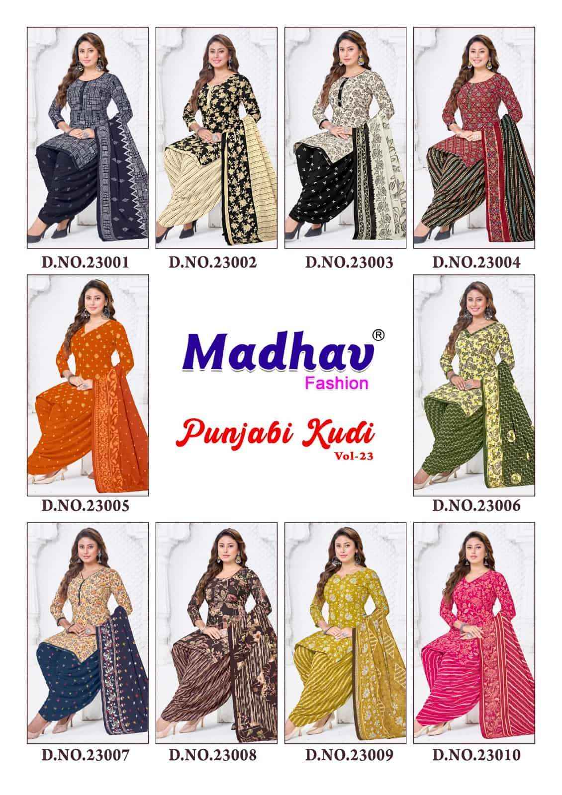 Madhav Fashion Punjabi Kudi Vol 23 Pure Cotton Dress Material Wholesale Collection ( 10 Pcs Catalog )