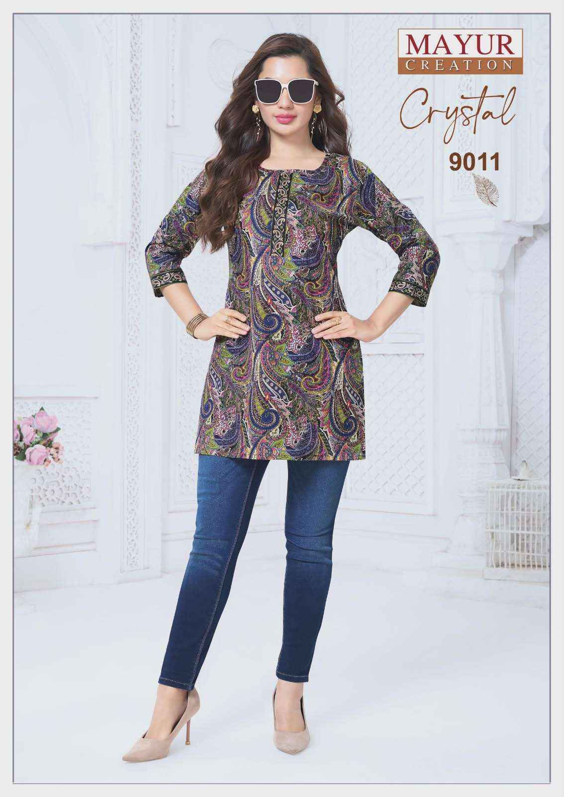Mayur Creation Crystal Vol 9 Poplin Cotton Tunic Top Collection ( 12 Pcs Catalog )