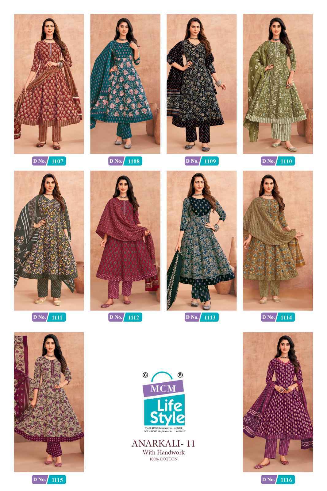 MCM Lifestyle Anarkali Vol 11 Pure Cotton Readymade Suits Wholesale Online Price ( 10 pcs Catalogue )