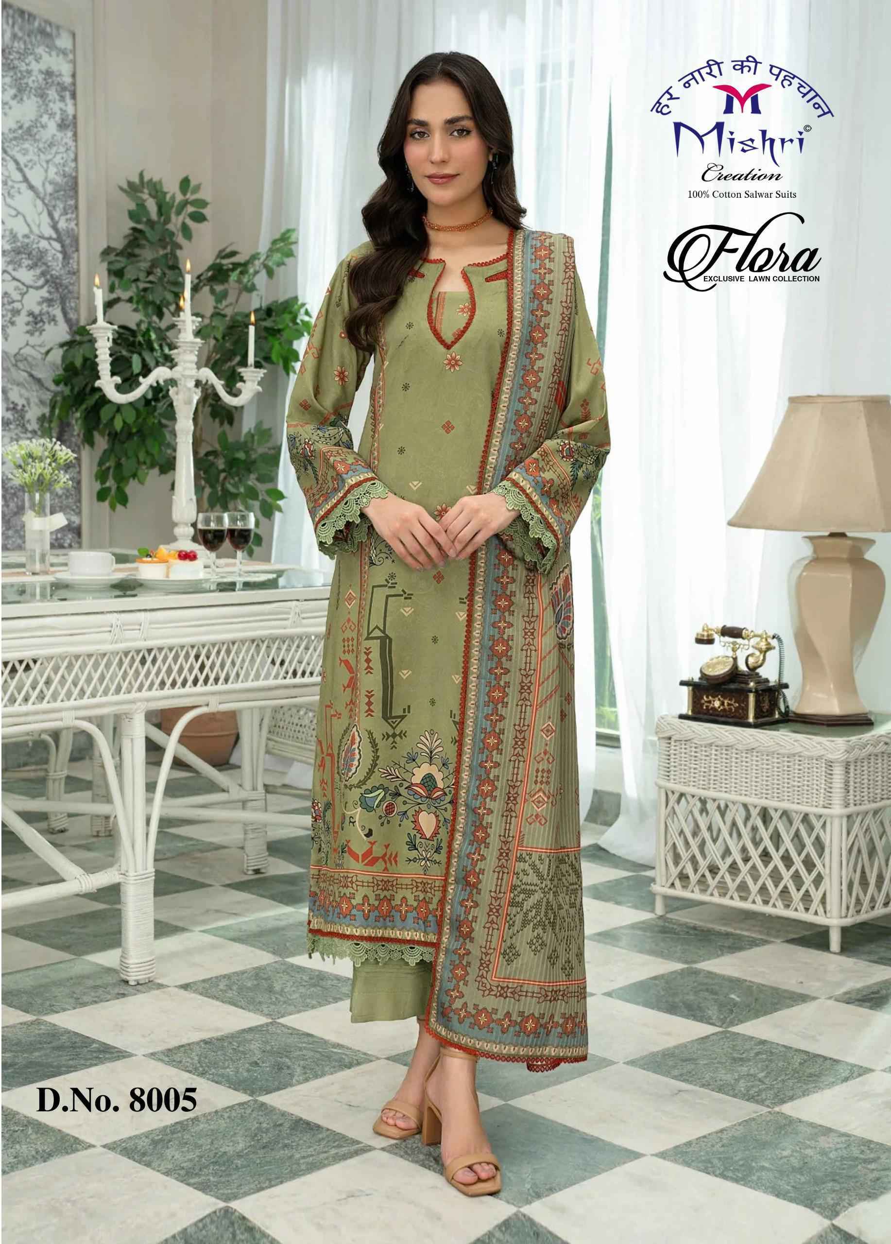 Mishri Creation Flora Vol 8 Lawn Cotton Dress Material Wholesale Collection ( 6 Pcs Catalog )